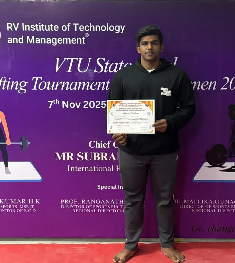Praveen R of ECE Secures Silver at VTU Inter-Collegiate Powerlifting Championship