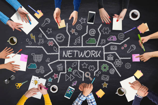 Business peoples meeting, network plan on table